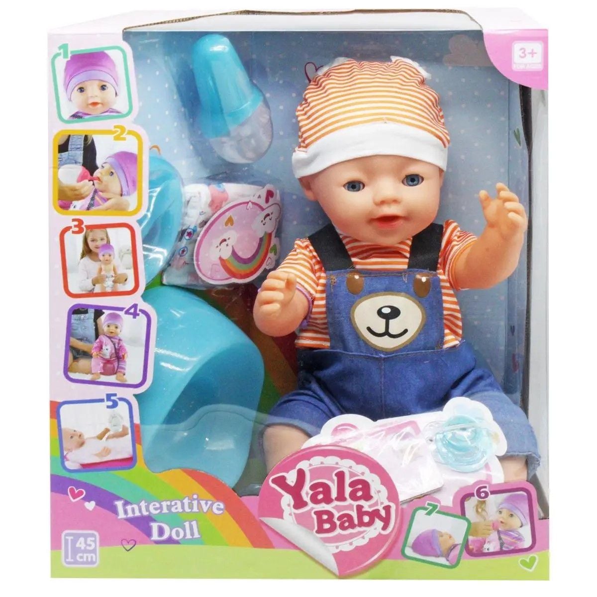Пупс Yale Baby функціональний  45см вініл аксесуари у коробці 33*38*18cм BL038R Китай