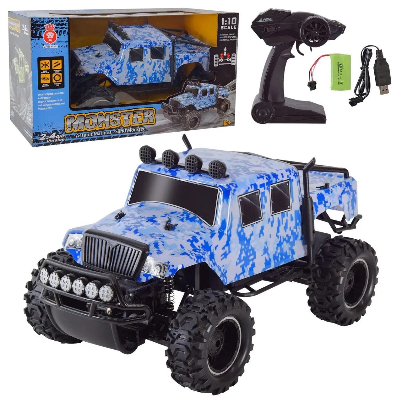 Машина Джип на радіокеруванні Blue Millitari1:10 акум 7,4V коробка 48,8*25,8*27см 699-181 Китай