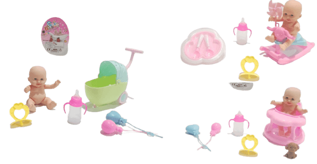 Пупс 14см аксесуари  у сітці 15*8*9см LD3402D-18B/21E/21G Китай