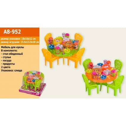 Меблі столова 2кольори посуд продукти у слюді 16*16*12см				  A8-952 Китай