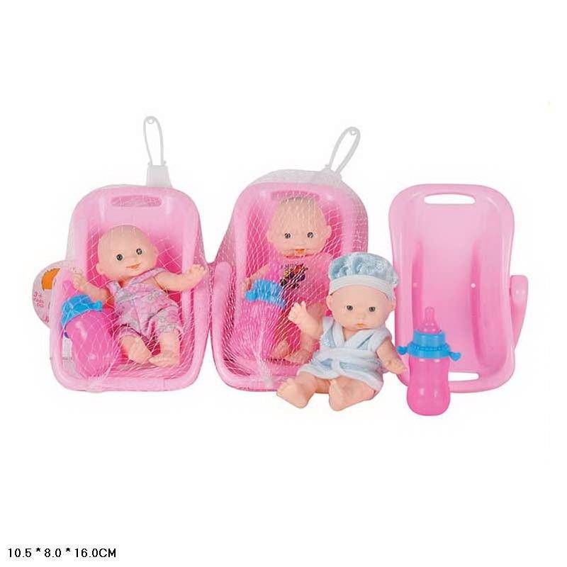 Пупс 10см в переносці з  пляшечкою в сітці D1440 Китай