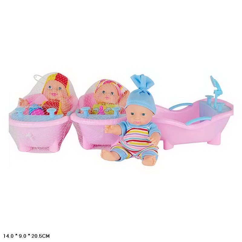 Пупс 15см в ванні з пляшечкою  в сітці D1436 Китай