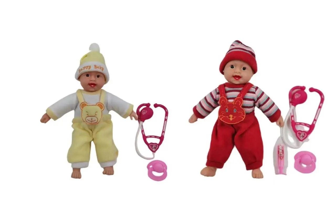 Пупс м'яконабивний 25см з стетоскопом соска шприц пакет X1019/1019-1 Китай