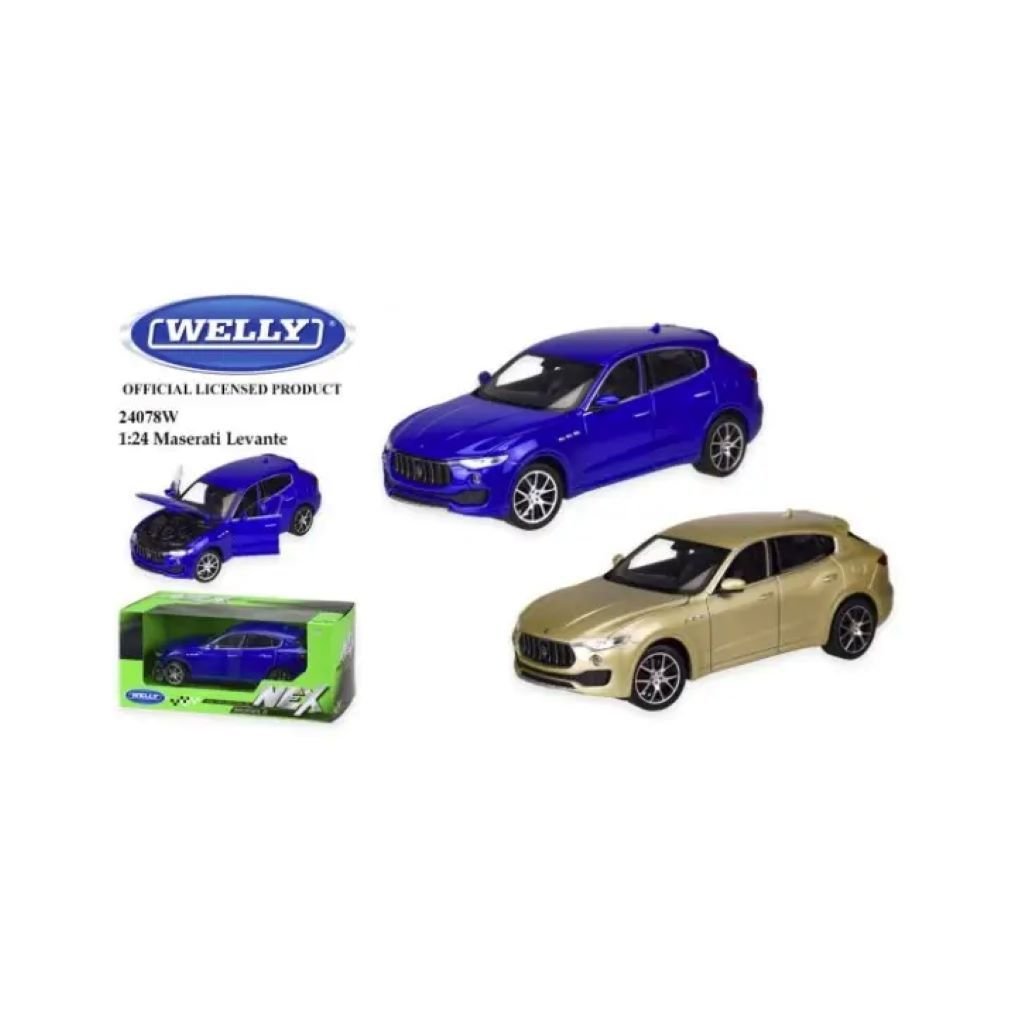 Машина металева 1:24 Mazerati Levante відкрив двері гумові колеса у коробці 23*11*10см 24078W Welli