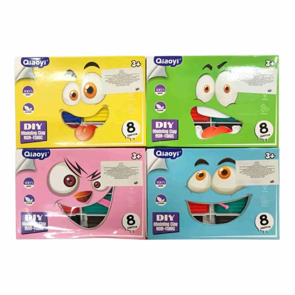 Пластилін 8кольорів 160г Люкс  пластик піддон стік у коробці 17*12*1.5см 1122 Qiaoyi