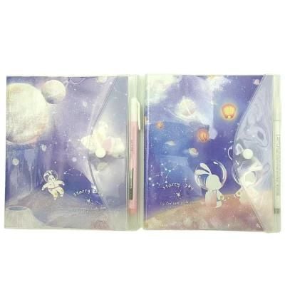 Блокнот Космос 14,8*18,4см, прозора обклад з ручкою клітинка mix  LB24K34-4156 Josefotten