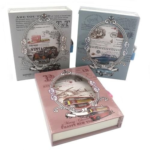 Блокнот  в короб на замочку "Ретро" 12,5*14,5см, 70G, P45, mix YH64K-B0277 Китай