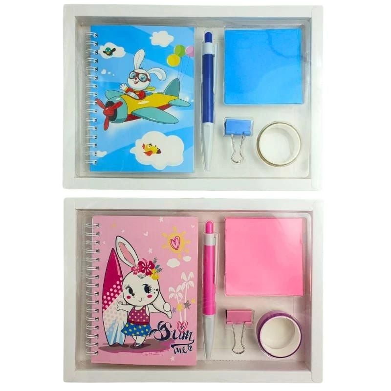 Блокнот на спіралі "Кролик" в наборі ручка  біндер стікери 18*25,5см mix  64951-AD Китай