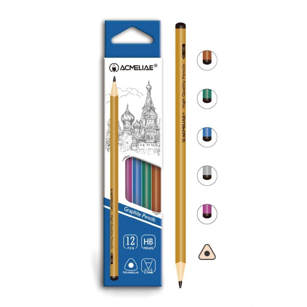 Олівець простий ч/гр тригранний НВ 2,2мм Металік мікс кольорів 43517 Acmeliae