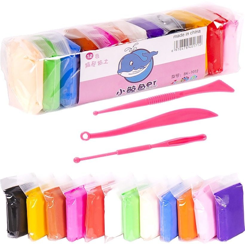 Масса для ліплення 15гр  повітрянна 12 кольорів в пакеті BK-1012 Китай