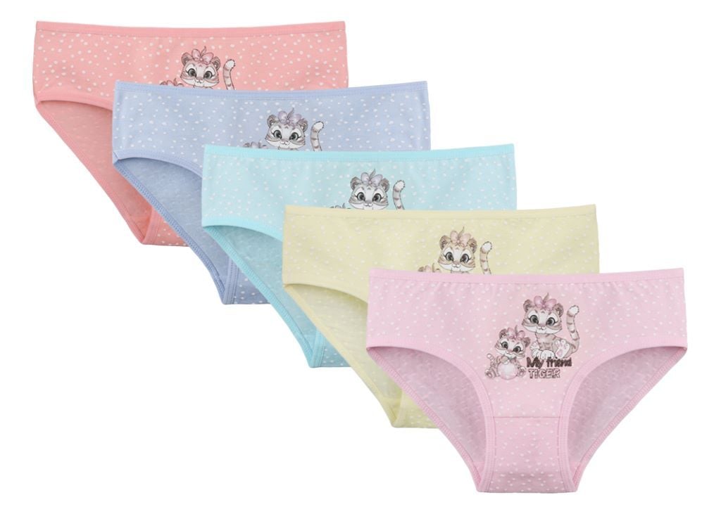 Труси для дівчинки плавками трикотаж з малюнком Тигренята з бантом мікс кольорів 4112Y11 Donella 8-9р