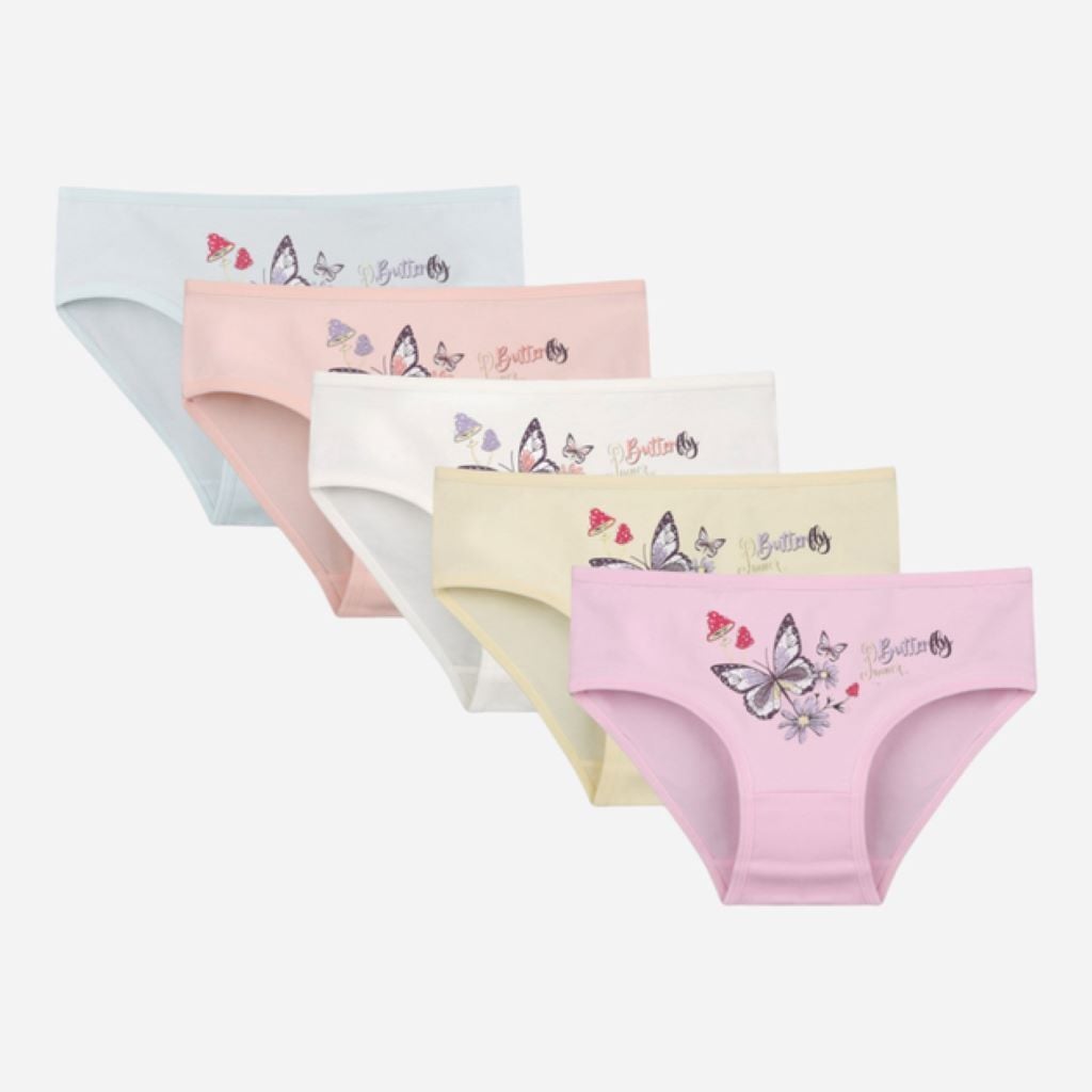Труси для дівчинки плавками трикотаж з малюнком Метелики на квітах мікс кольорів 6/7-4111Y34 Donella 6-7р