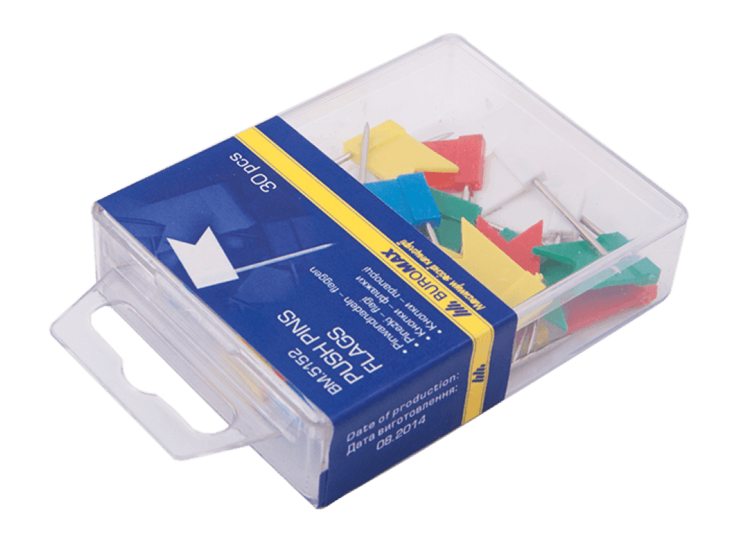 Кнопки прапорці 30шт у контейнері BM5152 Buromax