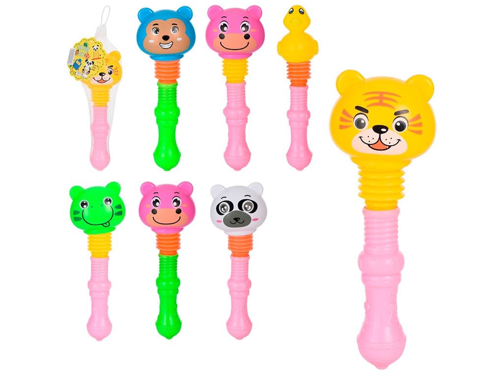 Брязкальце   тварина пищалка 7видів в сітці 21см 828A-288	 Китай