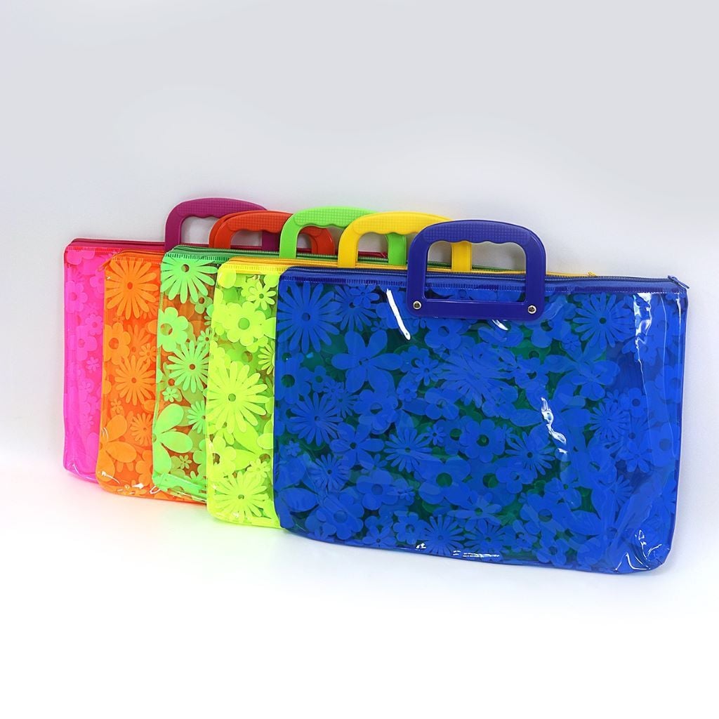 Папка сумка А4 з ручками Flowers пластик прозора на змійці 39*28см IMG4677-FC Josefotten