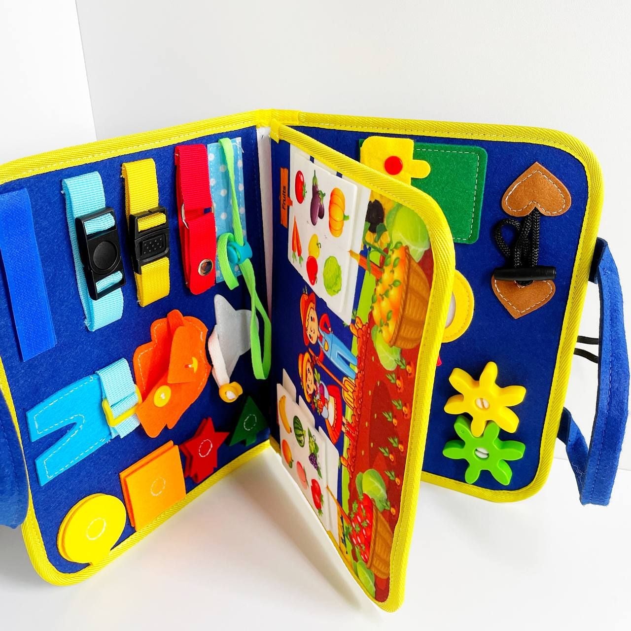 Бізіборд-папка липучки пальчикові  ігри фетрові елементи  в сумочці XX45284-4 Китай