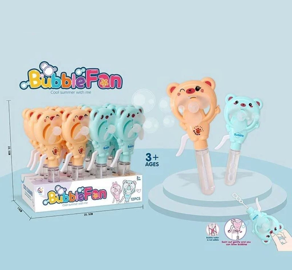 Мильні бульбашки вентилятор механічний 21см Ведмедик мікс кольорів 1135 Китай