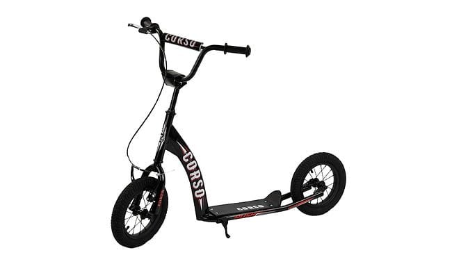 Самокат Corso колеса  надувні 12" чорний ручне переднє гальмо CR-T5656 Китай