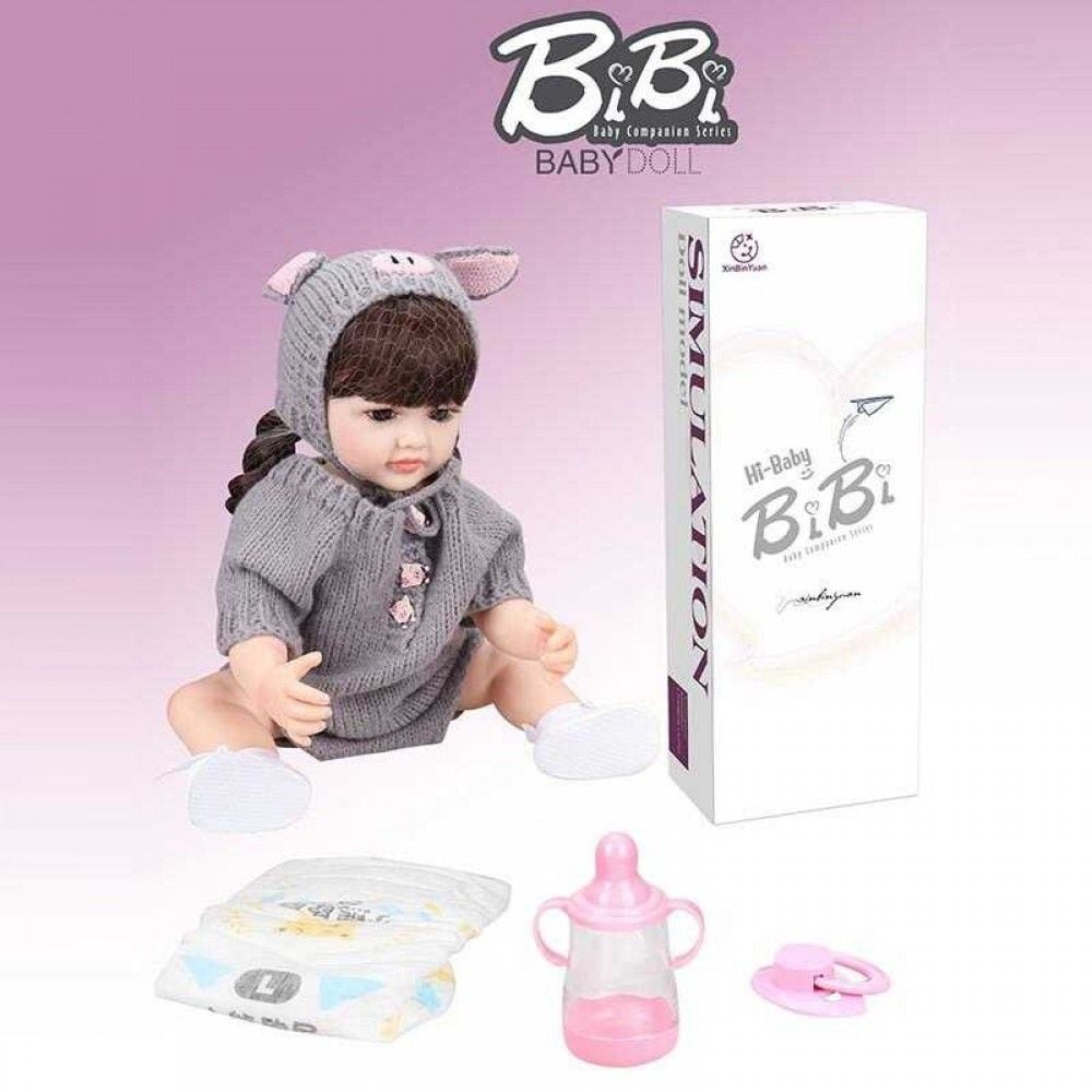 Лялька BiBi 52см гумова шапочка  пляшечка памперс соска в коробці 21*55*13см XBY5506 Bibi