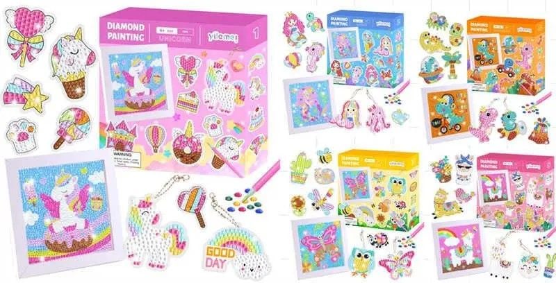 Алмазна мозаїка картина рамка наліпки 2брелки фурнітура алмази тарілочка віск стилус  в коробці 20*20*3см  С64274 К