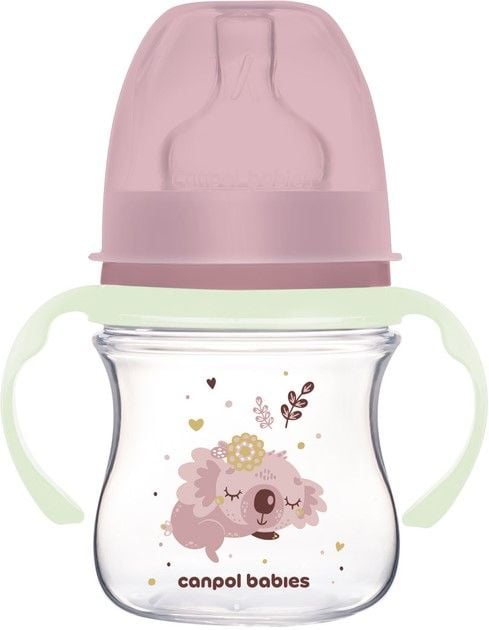 Пляшка антиколікова з широким отвором 120 мл Easystart Sleepy Koala - рожева 35/236_pin canpol
