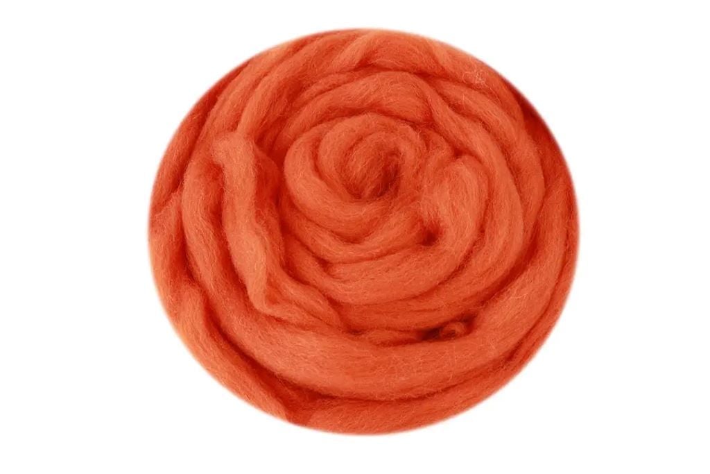 Вовна для валяння Морковний 50гр 100% натуральна вовна 012 Наша пряжа
