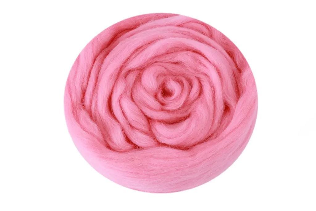 Вовна для валяння  Рожевий 50гр 100% натуральна вовна 496 Наша пряжа