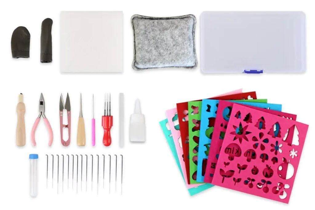 Набір для валяння просунутий 42 предмети великі трафарети у пакеті 3D-71 Китай