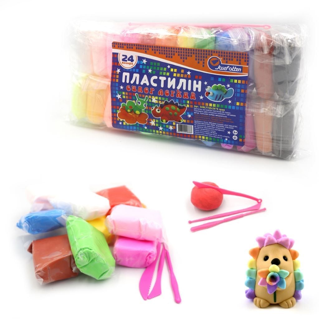 Пластилін 24 кольори 9гр легкий в пакеті 34SL7729-24 Josefotten