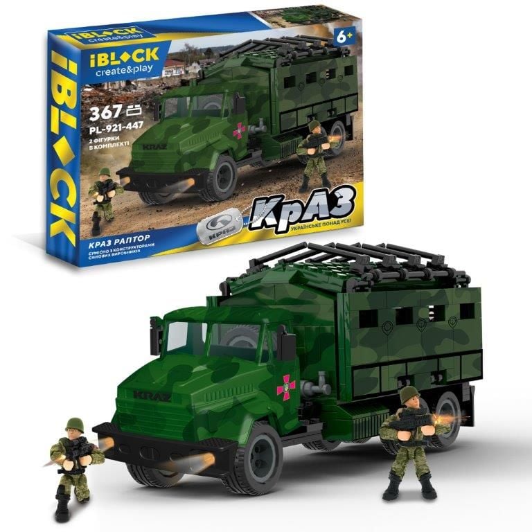 Конструктор 367дет Військова техніка Краз Раптор 2 фігурки коробка 38*28*6,5см PL-921-447 IBLOCK