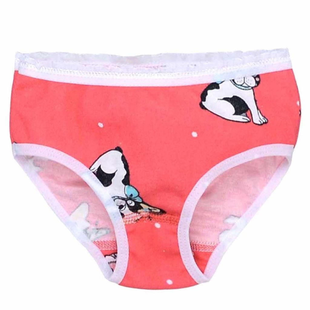 Труси для дівчинки плавками трикотаж з малюнком Мопс червоний 1105268/122 мпс Татошка 6-7рр
