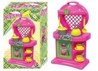 Кухня-10 розов. жёлт. зел. печка, мойка, посудка для детей в коробке 55*35*18см 2155 Технок