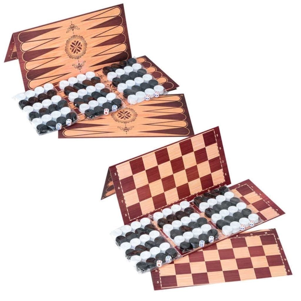 Шашки+нарди з картонним полем в пакеті 16*31см 034 Bamsic