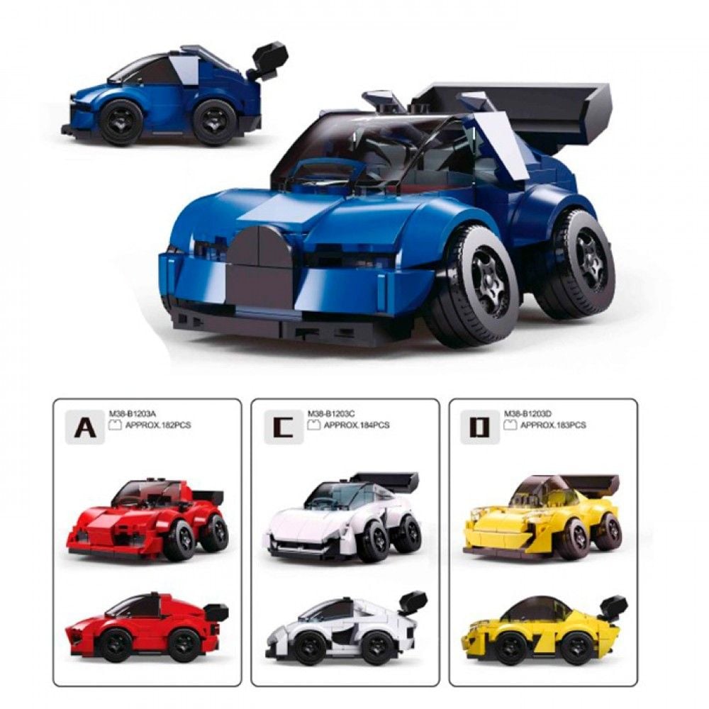 Конструктор від 176дет Машина млдель 1*40 4 види у коробці 19*14,5*6,5см M38-B1203 sluban