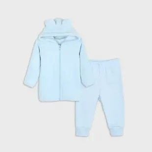 Костюм дитячий 80р махра кофта з капюшоном з вушками на блискавці штанці рубчик блакитний 064-909-80 Фламінго 80р