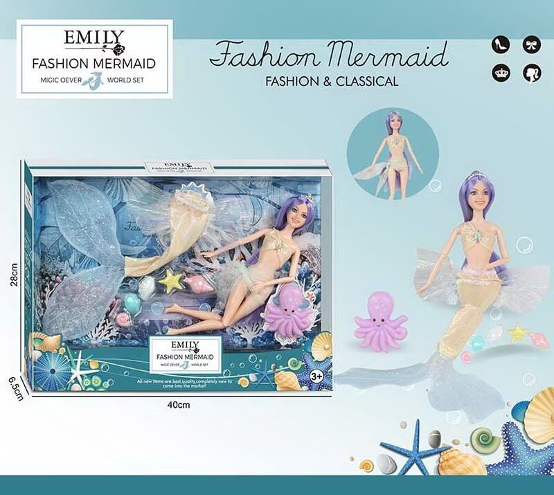 Лялька 30см Русалка EMILY аксесуари у коробці 28*40*6,5см QJ137B Китай