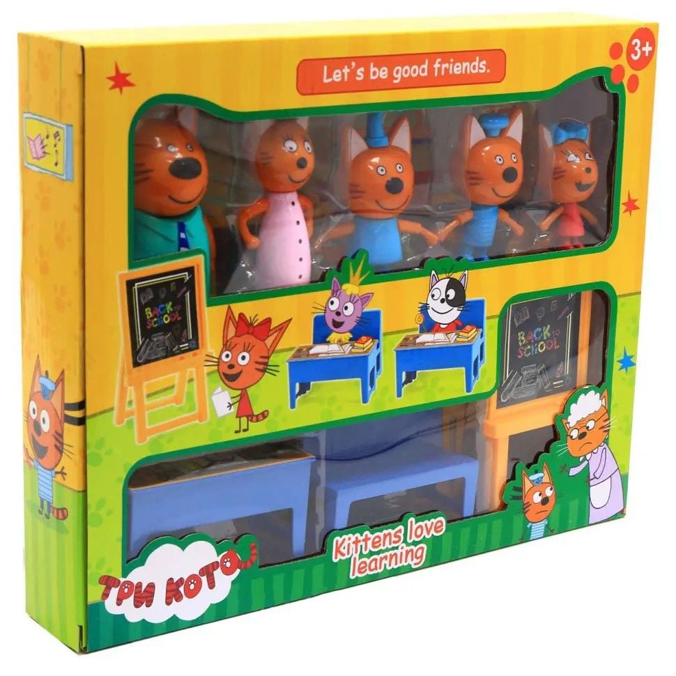 Мультгерої Три кота знову в школу набір 5 шт аксесуари у коробці 31*24*5 см M-8812 Китай