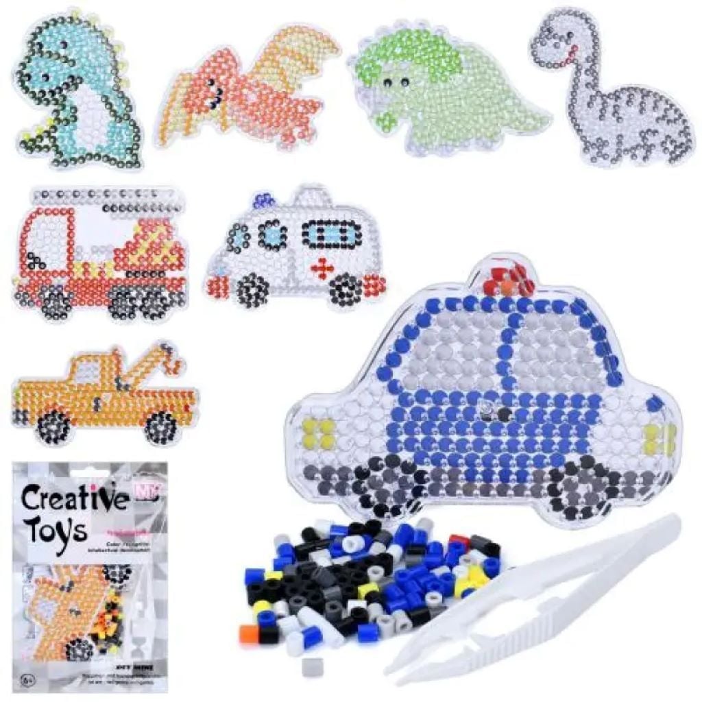 Термомозаїка Tранспорт мікс видів в наборі пінцет картинка/основа у пакеті 12,5*19*2см CT-0023N Китай