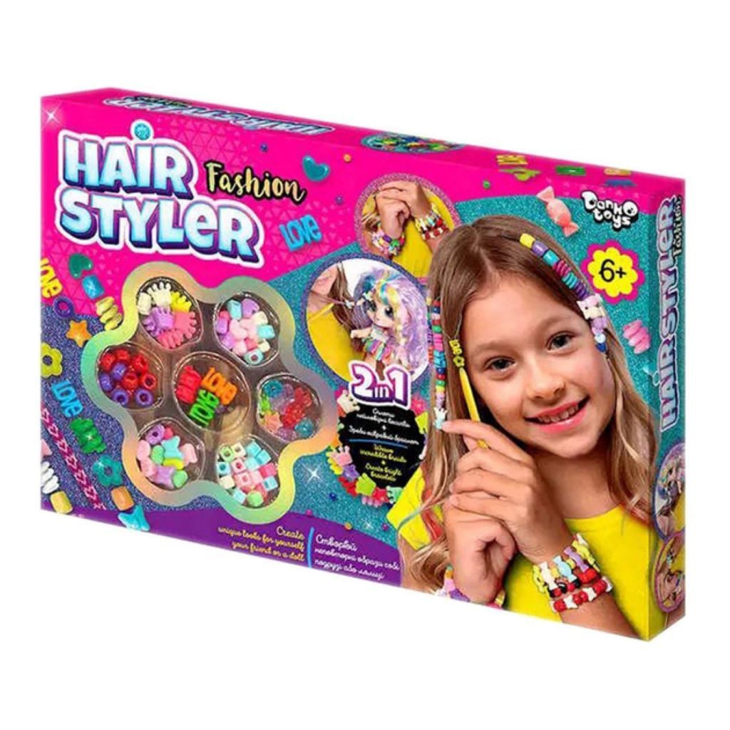 Намистини в наборі 2в1 Hair Styler для волосся та прикрас у коробці 28*20*3см HS-01-02 Danko toys
