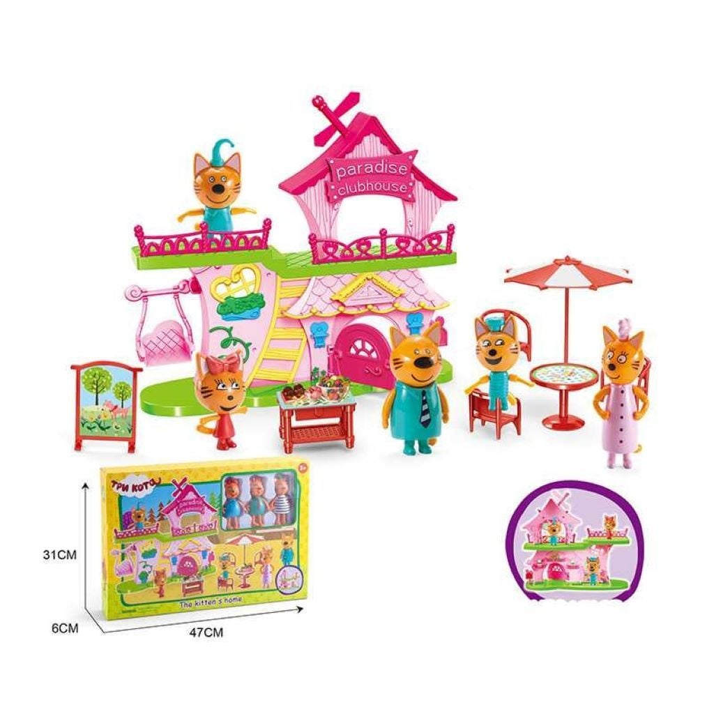 Мультгерої типу Три Кота 3 герої хатинка меблі у коробці 41*31*5см M-8803 Китай