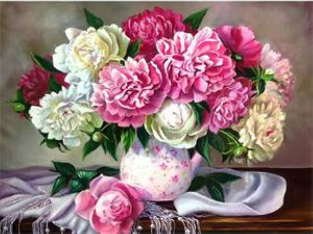 Алмазна мозаїка 30*40 см Піони на підрамнику у коробці GLD60856 Josefotten