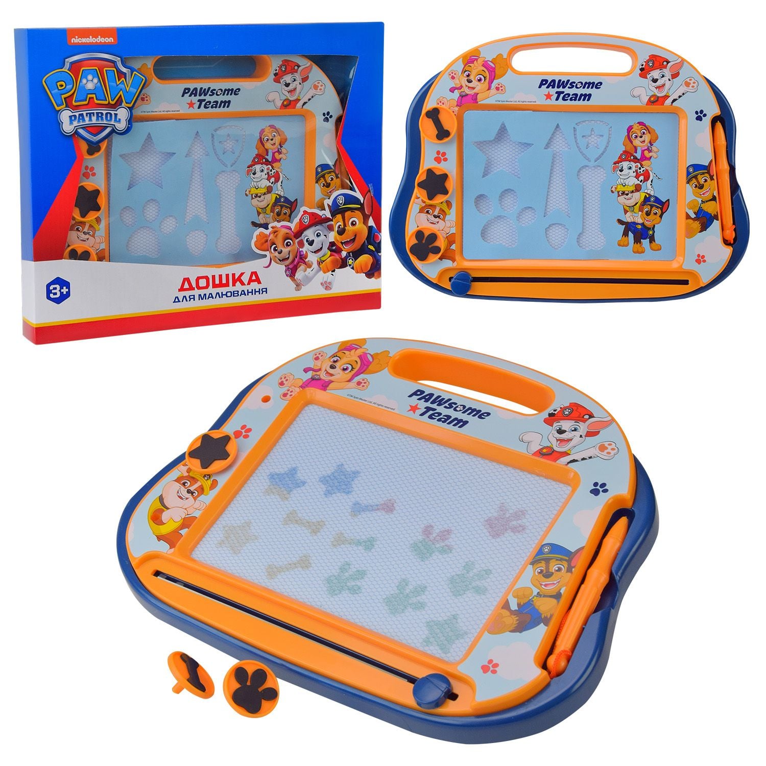 Дошка для малювання магнітна Paw Patrol 3 печатки маркер трафарет у коробці 33*26*4см PP-82104 країна іграшок