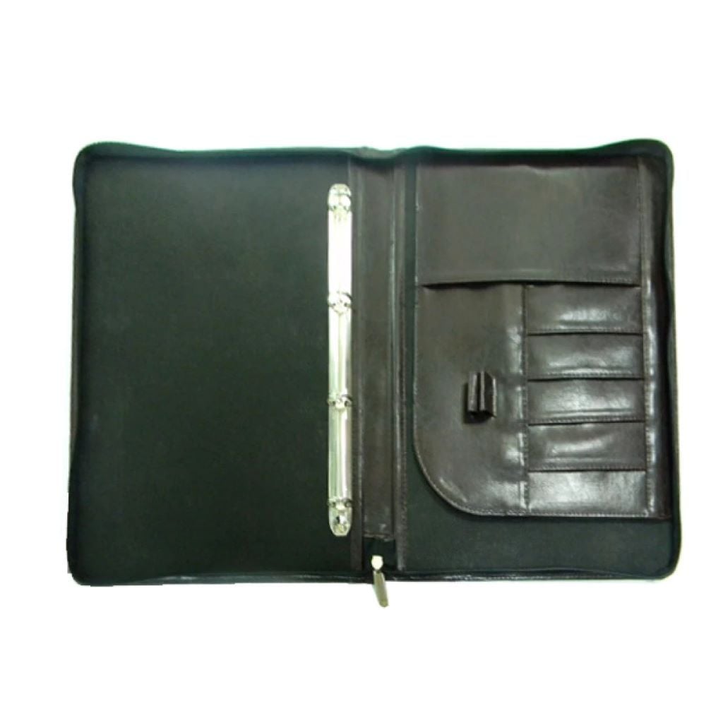 Папка 35*26*4см на чорна зі штучної шкіри 4 кільця на змійці 7153 Альтіма