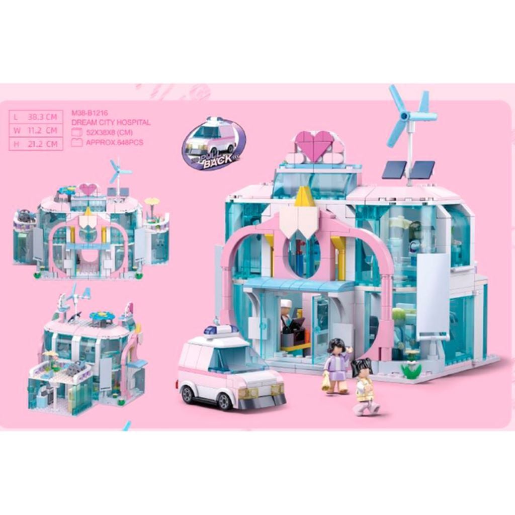 Конструктор типу лего 668дет Metropolis Ьіська лікарня фігурки коробка 50*37*8см M38-B1216 sluban
