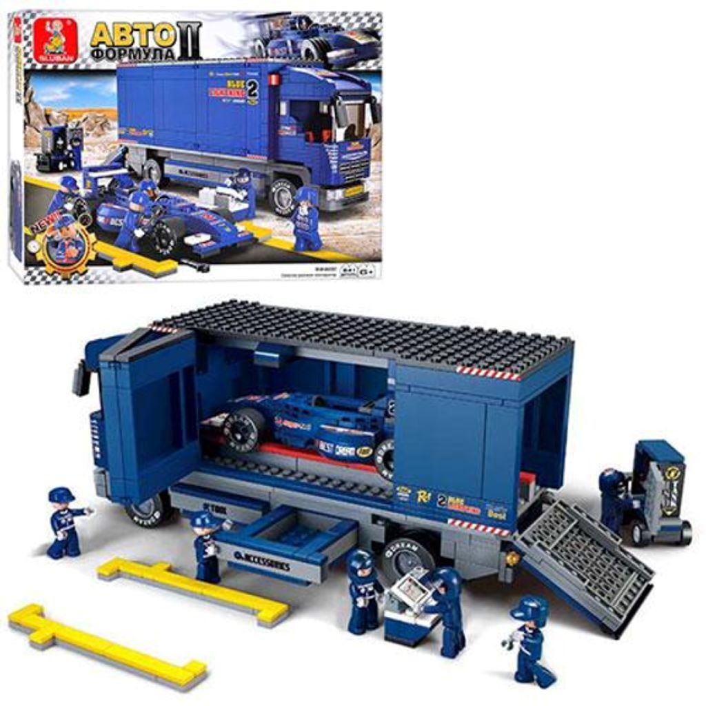 Конструктор типу лего 641дет Racing Team Автоперегони транспорт фігурки коробка 53*37*12см M38-B0357 sluban
