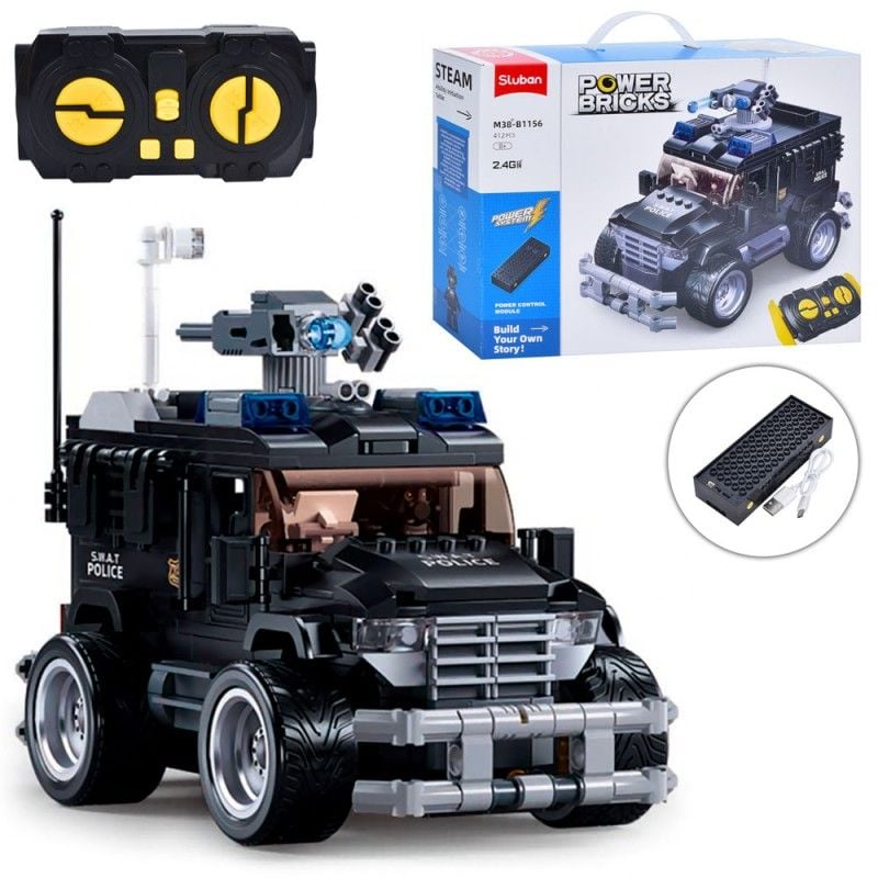 Конструктор типу лего 412 дет Power Bricks Шурмова машиа на р/к у коробці 38*29*10см M38-B1156 sluban