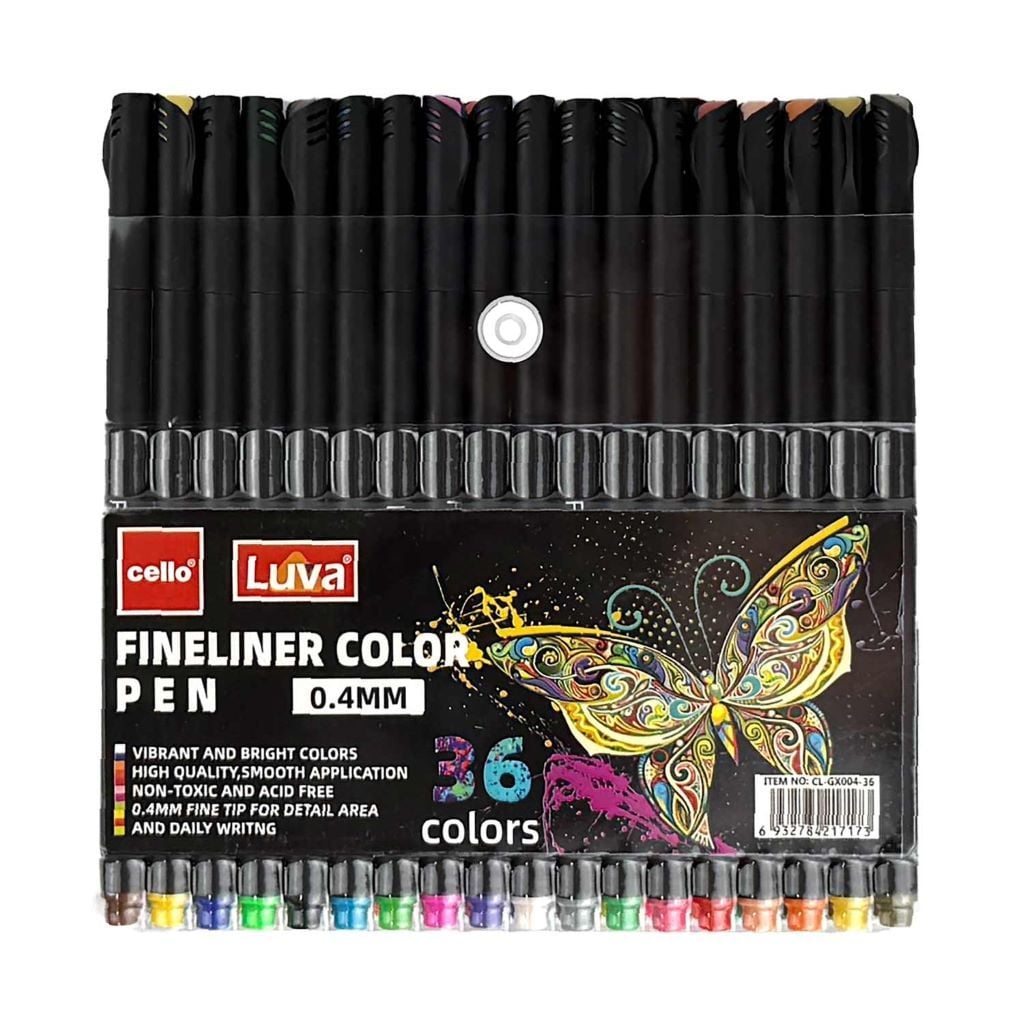 Лінер 0,4мм Luva 36 кольорів набір в блістері CL-GX004-36 Cello