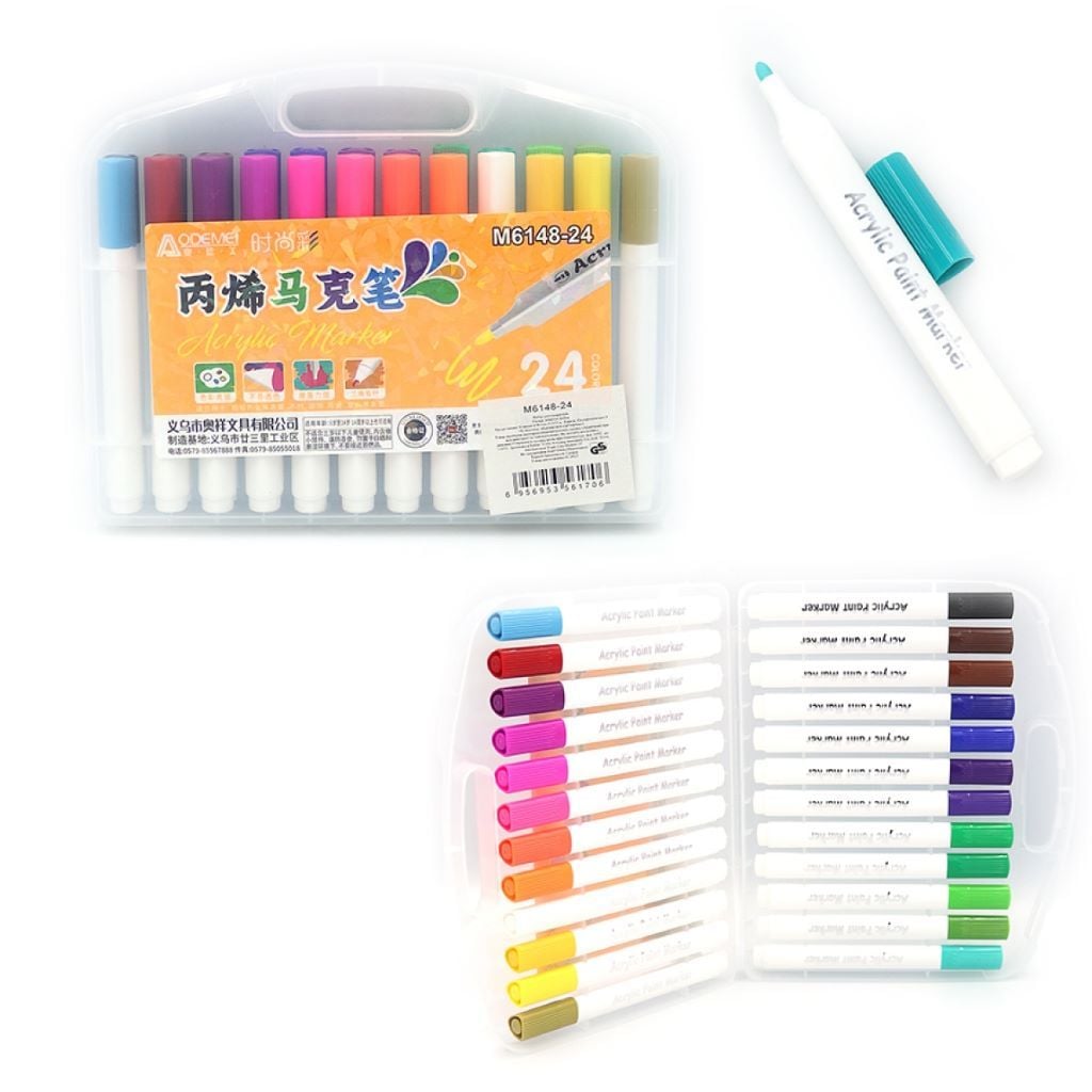 Маркери акрилові 24 кольорів в упаковці M6148-24 Aodemei