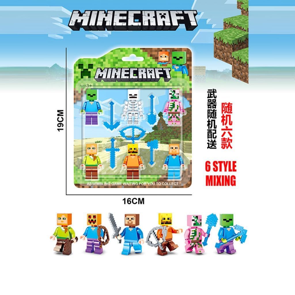 Конструктор типу лего Minecraft герої 6 шт на планшеті 19*16 см 1299E Китай