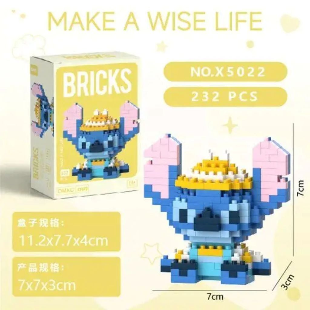 Конструктор піксельний 232дет Стіч в одязі в коробці 10*8*3,5см X5022 Bricks